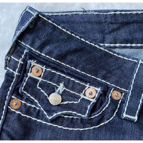 True Religion Big T Mid Rise with Flaps Skinny Jeans in Dark Blue Wash, Size 29 - Picture 5 of 13